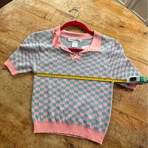 Cotton Emporium Pink and Blue Checkered Crop Top
